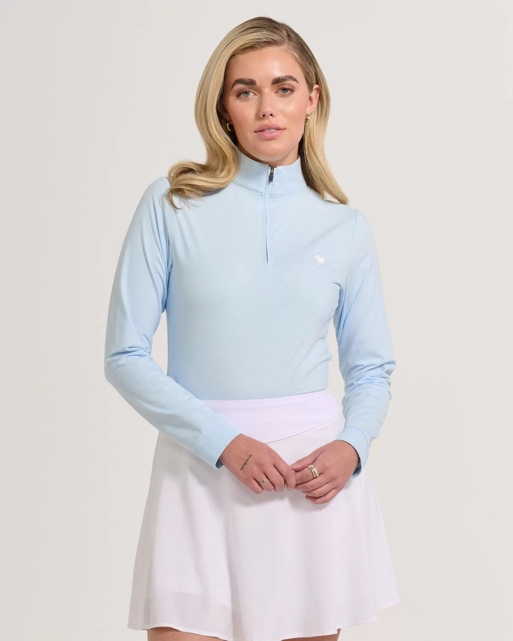 Bad Birdie Baby Blue Quarterzip>Women Quarterzips